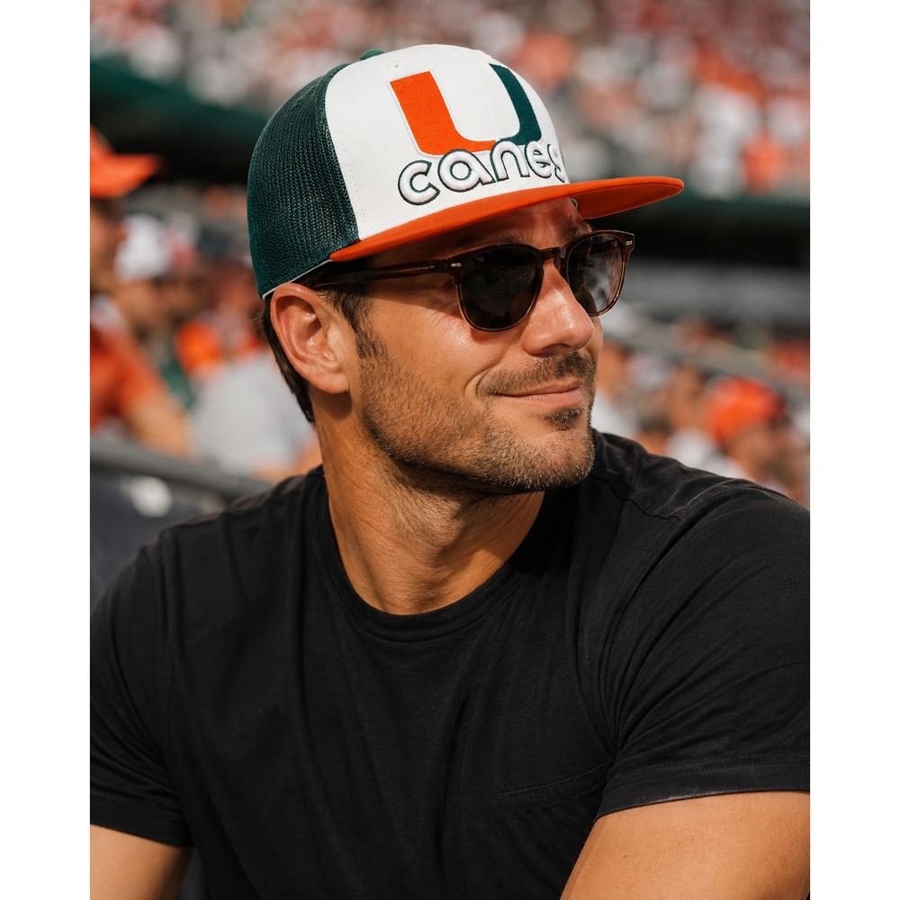 Miami Hurricanes Snapback Hat Top of the World Green Orange Canes Mesh #1507